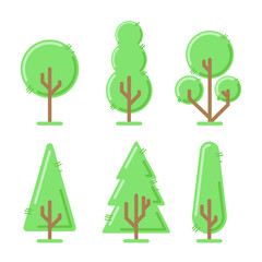Trees collection in flat free style