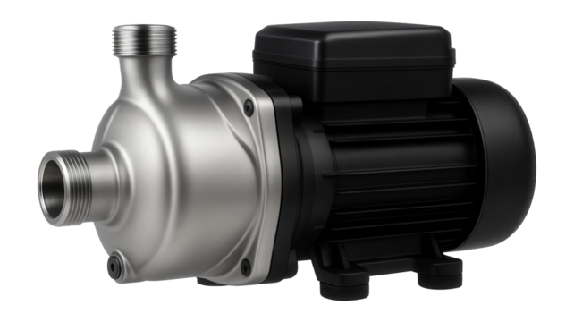 Inline water pump for a private house irrigation system, boasting a streamlined shape for efficient water transport and minimal noise.