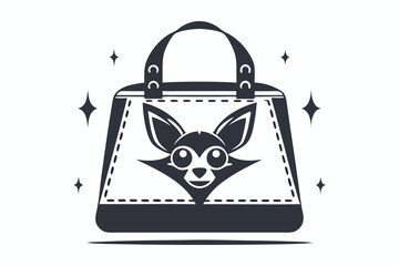 Stylish Chihuahua Dog Inside Patterned Handbag Art on White Background