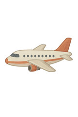 Fototapeta premium Airplane with brown and cream coloring perfect for travel and transportation designs, aviation concepts, or airline related marketing materials.