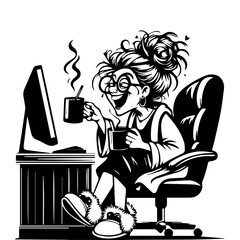 Vector illustration of a cool easygoing young woman with a playful mode