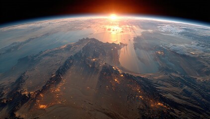 Fototapeta premium Earth sunrise, viewed from space