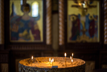 Interior of Shio-Mgvime Monastery, medieval monastic complex of Georgian Orthodox Church near the town of Mtskheta in Georgia