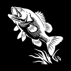  jumping largemouth bass fish in vector art
