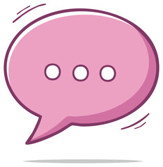 Fototapeta premium Pink speech bubble icon with three dots suggesting thinking, online communication or notification.