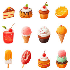 Sweet Selection: A delightful array of individually delicious treats, each a masterpiece of culinary artistry, perfect for evoking sweet cravings.