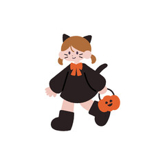 ハロウィン仮装した子ども【黒猫】