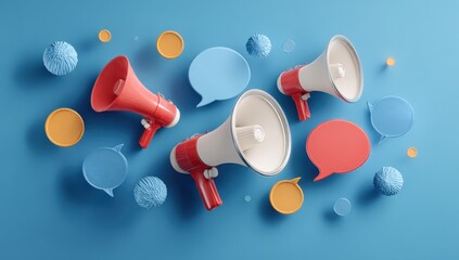 Colorful Megaphones and Speech Bubbles