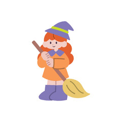 ハロウィン仮装した子ども【魔法使い】