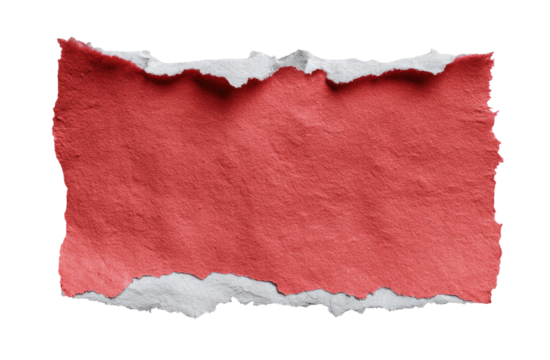 Torn piece of vibrant coral-colored paper