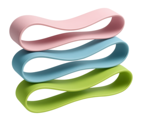 Short loop resistance band set in various strengths for pilates and yoga