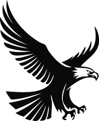 Obraz premium Eagle Bird Aves Animal Vector Logo in Black and White, Minimalist and Simple Design, Perfect for Wildlife Branding, Nature Illustration, and Unique Animal Identity 