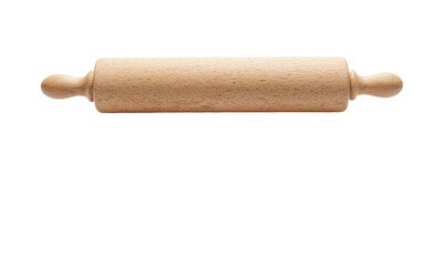 Wooden Rolling Pin on White Background with Reflection
