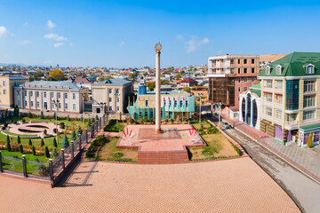 Istaravshan city aerial panoramic view in Tajikistan