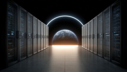 Server room tunnel, futuristic