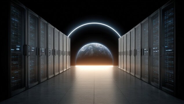 Server room tunnel, futuristic