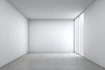 Obraz premium A modern, minimalist interior room showcasing neutral tones and clean lines.