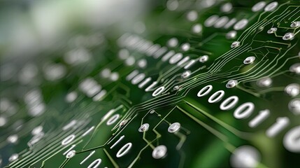 A metallic chain rests on a green digital code surface, highlighting the link between physical and virtual elements in tech