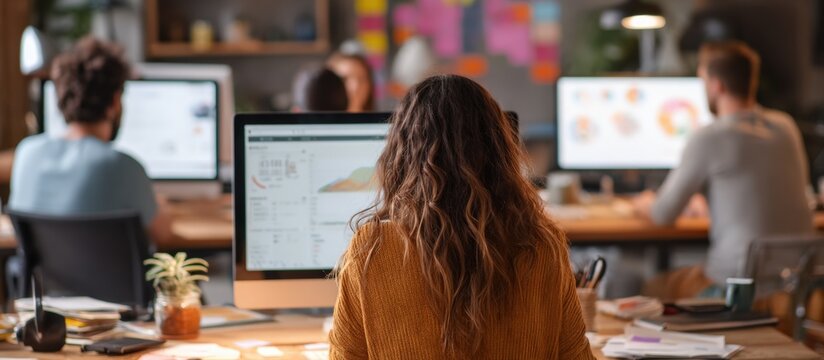 Team working at computers in an office - Powered by Adobe