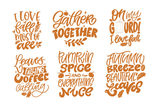 Trendy hand drawn doodle lettering quote about autumn fall pumpkin vibes. Lettering for t-shirt design, mug print, bag print, clothes fashion. 100% hand drawn vector image.