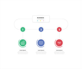 Three Section Hierarchy Business Model Infographic Template with Modern Corporate Design for Presentation and Strategy Visualization