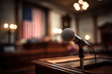 A microphone in a courtroom
