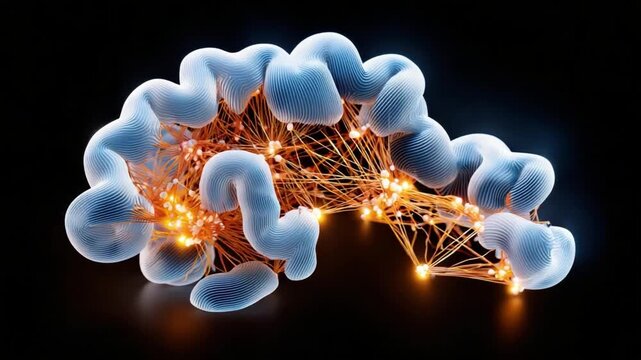 Molecular Network: An abstract visualization of a complex molecular network, with interconnected nodes and pathways.