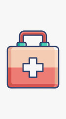 Obraz premium A medical bag with a red cross on it. The bag is white and has a green background