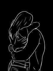 Young Couple love pleasure sign Young cute man and woman love in vector art