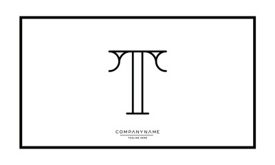 Alphabet letters T or TT logo monogram