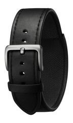 Naklejka premium Black leather watch strap with a classic buckle fastening