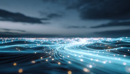 Abstract digital landscape at twilight