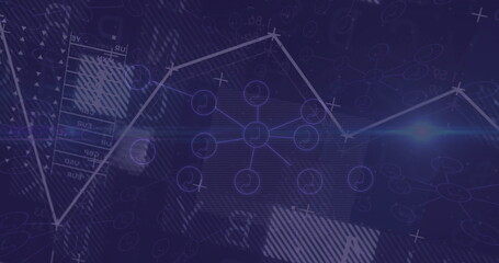 Displaying glowing polygonal line graph in virtual digital space, with grid overlays and lens flare