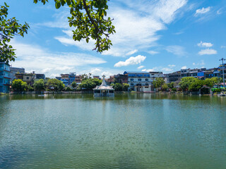 Fototapeta premium beautiful old town city by the lakeside clean and unique latest