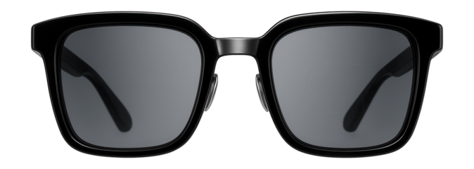 Fashion-forward smart glasses with oversized square lenses and AR interface