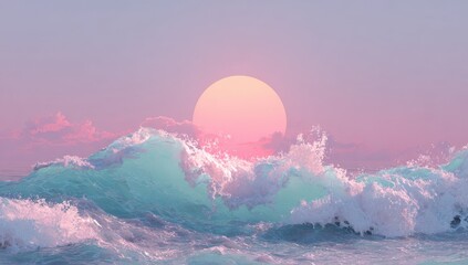 Pastel sunset over turquoise waves