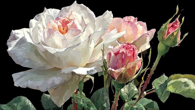 Delicate roses in soft pastel tones