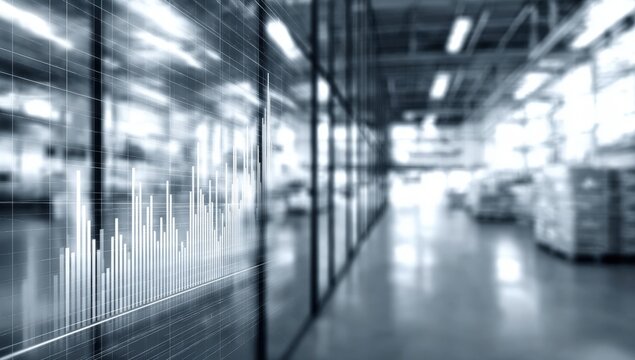 Industrial interior with a financial chart