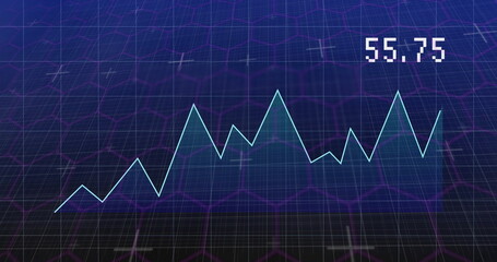 Displaying pale blue fluctuating line graph on dashboard interface, with pixelated label 55
