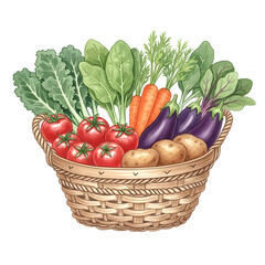 Assortment of Fresh Vegetables in a Basket.