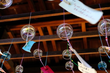 日本、京都、風鈴、平安神宮、神社、庭園、文化財、木造建築、古代建築、日本文化、歷史名勝、文化財、木、綠色、青空、写真素材