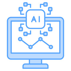 Ai Data Blue White Color Icon Element For Design