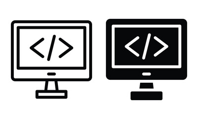 Code icon with outline and glyph style.