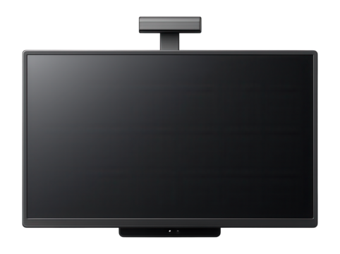 Wall-mounted TV with adjustable height mount and under-display sensor array