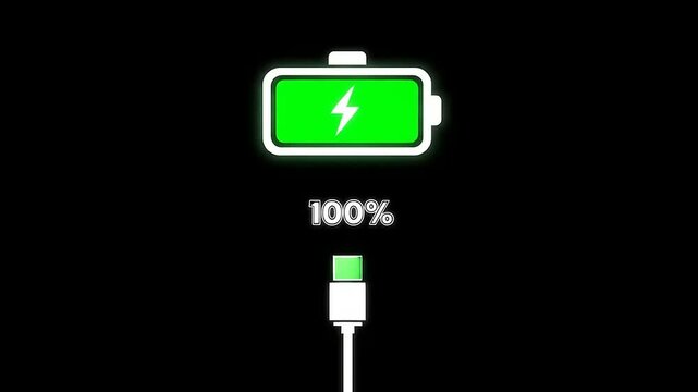100 Battery Charge with USBC, and Power Icon.