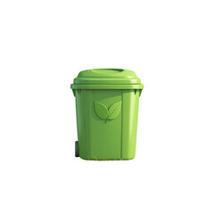 Green plastic recycling bin icon on white background