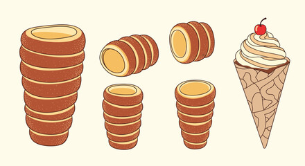 Sweet pastries dough rolled around a stick baked to perfection delicious dessert treat