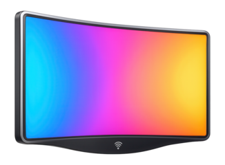 Curved LED light panel with gradient color transitions and remote app integration for dynamic visuals