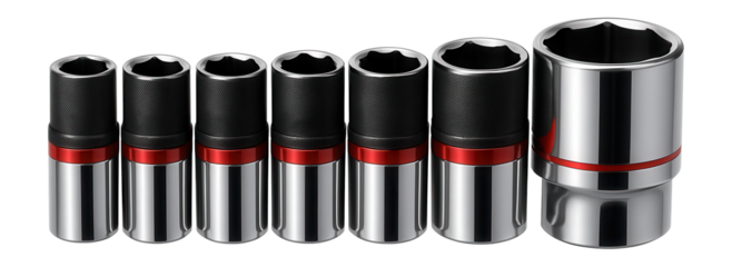 Deep impact socket set with laser-etched size markings for industrial equipment maintenance.