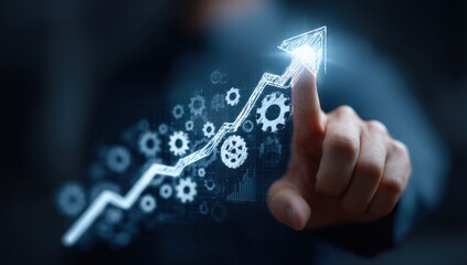 Hand pushing upward growth graph
